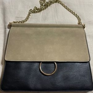 Black and tan crossbody with chain